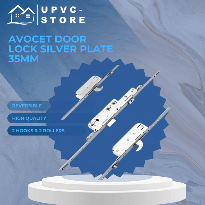 Avocet Wms Upvc Door Lock Silver New Style 2 Hook 2 Roller 35mm Multi Point + Keep