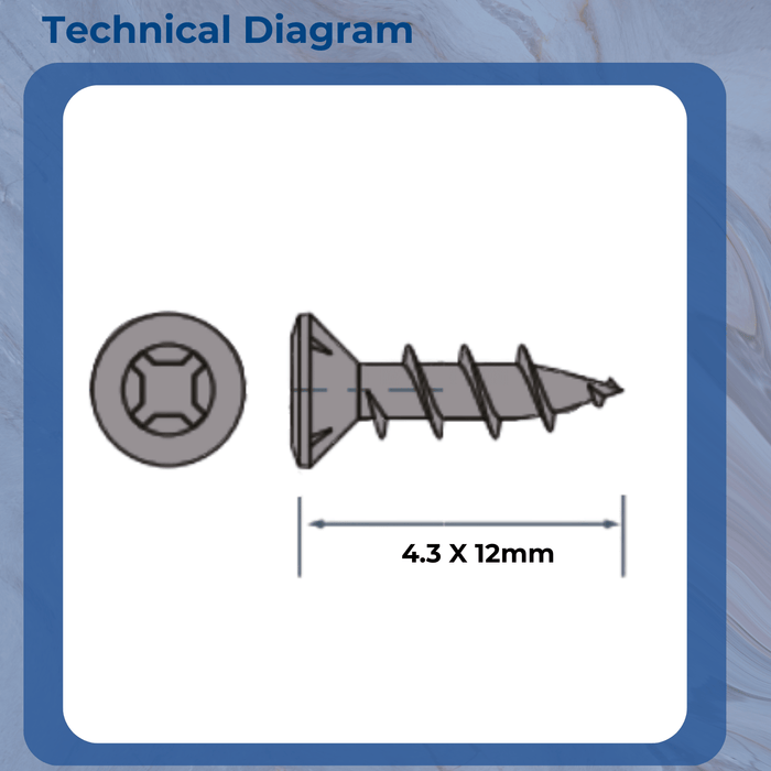 UPVC Stainless Steel Single Deep Thread Gimlet Point Screws SFG 4.3 X 12 CS Box of 1000