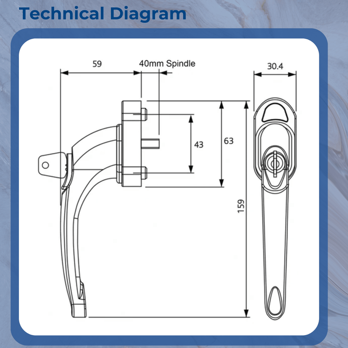 Tilt and Turn Upvc Window Handle Locking High Quality Maxim Tilt Safe 40mm Spindle