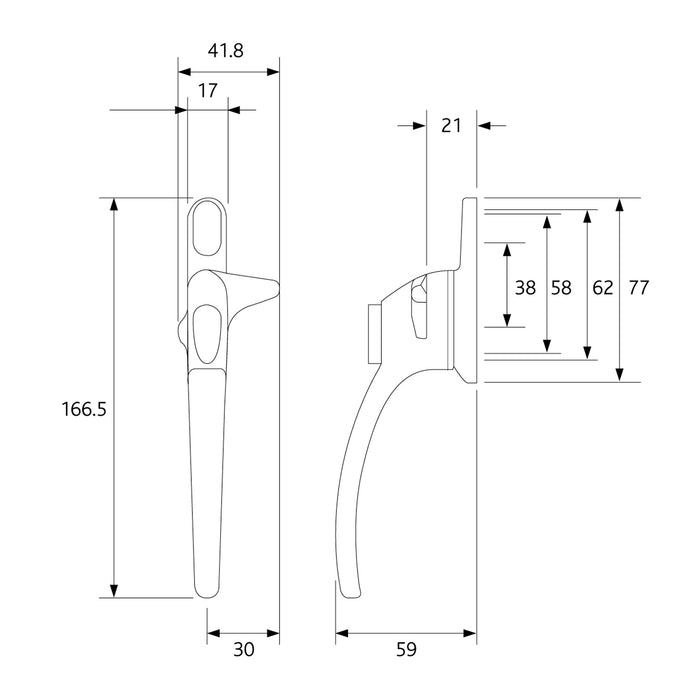 Ellbee Non Locking Cockspur uPVC Window Handle Cockspur Window Handle White Double Glazed 21mm Backset