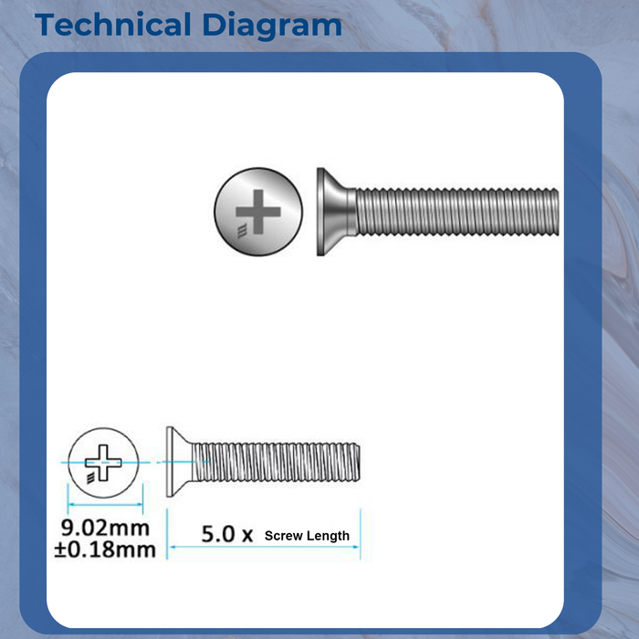 M5 Fixing Screws For Upvc Espag Window Handles M5 10mm - 45mm Phillips Countersunk Machine Screws Flat Head