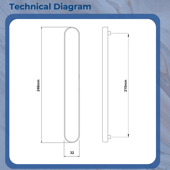 uPVC Door Handle Blank Plate French Doors Blanking Handle PVC 215mm Screw Centres Short Backplate