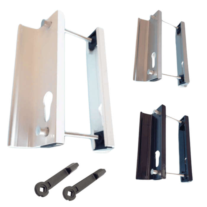 Schlegel UPVC Inline Sliding Patio Door Handle 43mm PZ 135mm Screw Centres Pair