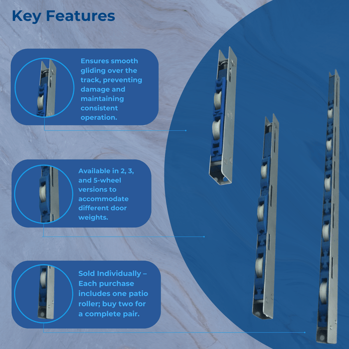 Glide Advanced Patio Door Rollers Self Adjusting Sliding Wheel Rollers