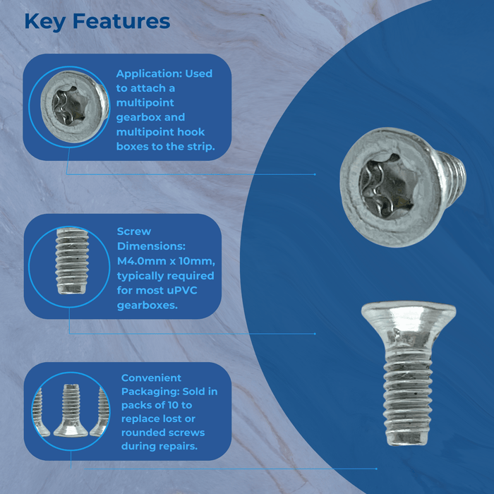 Door Lock UPVC Multi Point Gearbox Fixing Screws M4.0 Grub Screws Mixed Bag 10