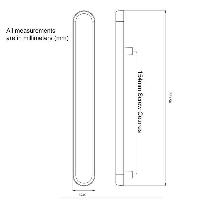 Permabroke Patio uPVC Door Handle Blank Plate Doors Blanking Handle PVC 154mm Screw Centres