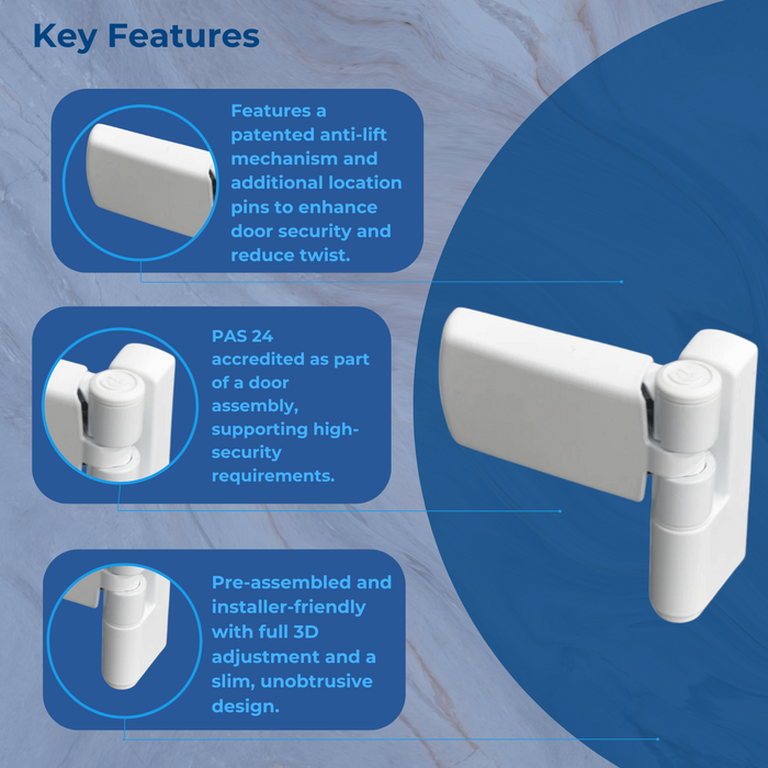 TROJAN PATRIOT PLUS FLAG HINGE IN WHITE AND BROWN FOR UPVC DOOR