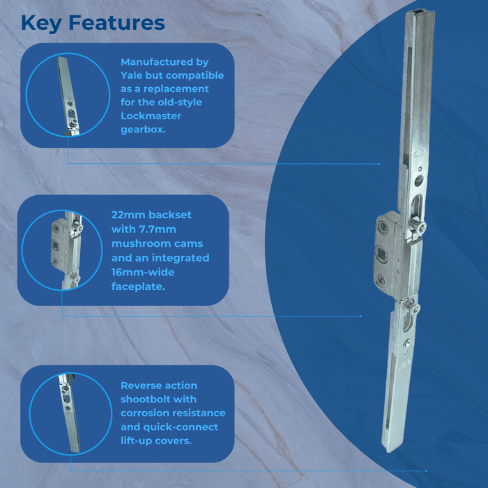 LOCKMASTER YALE 22mm GEARBOX SHOOTBOLT LOCKING MECHANISM FOR UPVC WINDOW 360MM