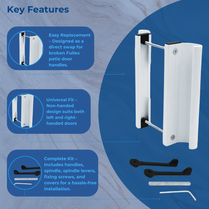 Genuine Fullex Patio Door Handle 155mm Screw Fix White 506 Series 2