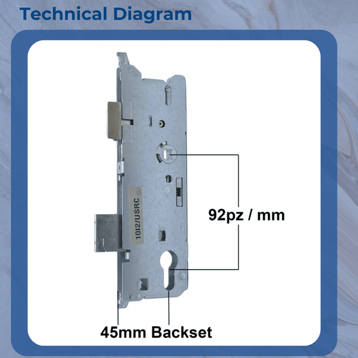 Fuhr Double Glazed Multi Point Upvc Gearbox Door Fuhr Lock Case 45mm Back Set