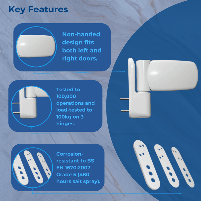 Set of 3 UPVC Double Glazing Door Flag Hinge Adjustable Avocet ET3D