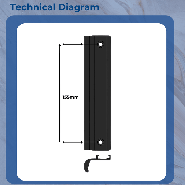 Genuine Fullex Patio Door Handle 155mm Screw Fix White 506 Series 2 Black