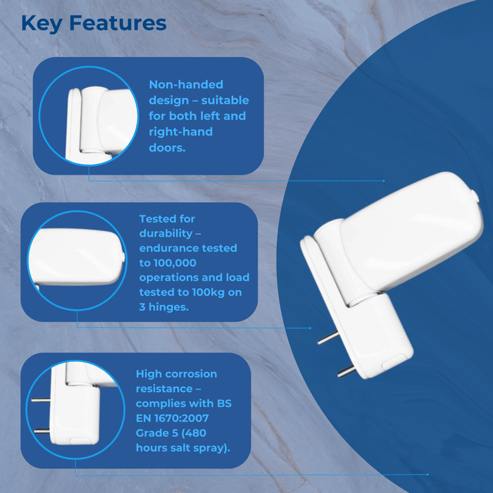 UPVC Door Flag Hinge Avocet ET3D Triad Adjustable For Double Glazing Doors