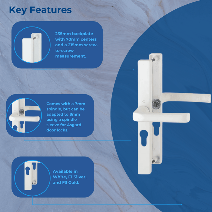 Hoppe London Series 235mm Backplate 70mm pz Centre 215mm Fixings Door Handles