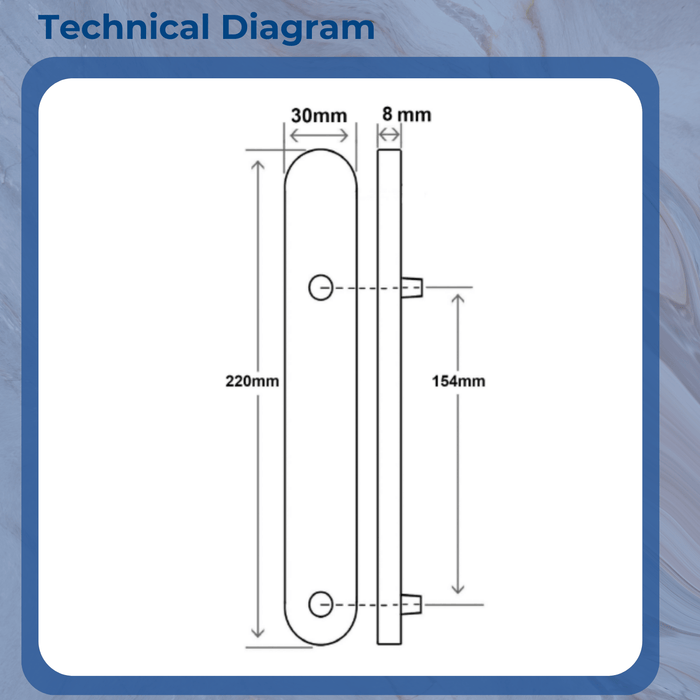 UPVC Blank Plate Patio Door Handle Cover External 154mm Screw Centres Trojan