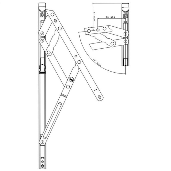 Egress Easy Easi Clean 12" 16" Window Hinges UPVC Side Hung Friction Stay 13mm Stack