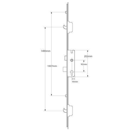 Maco CTS Latch, Deadbolt, 2 Rollers, 2 Hooks